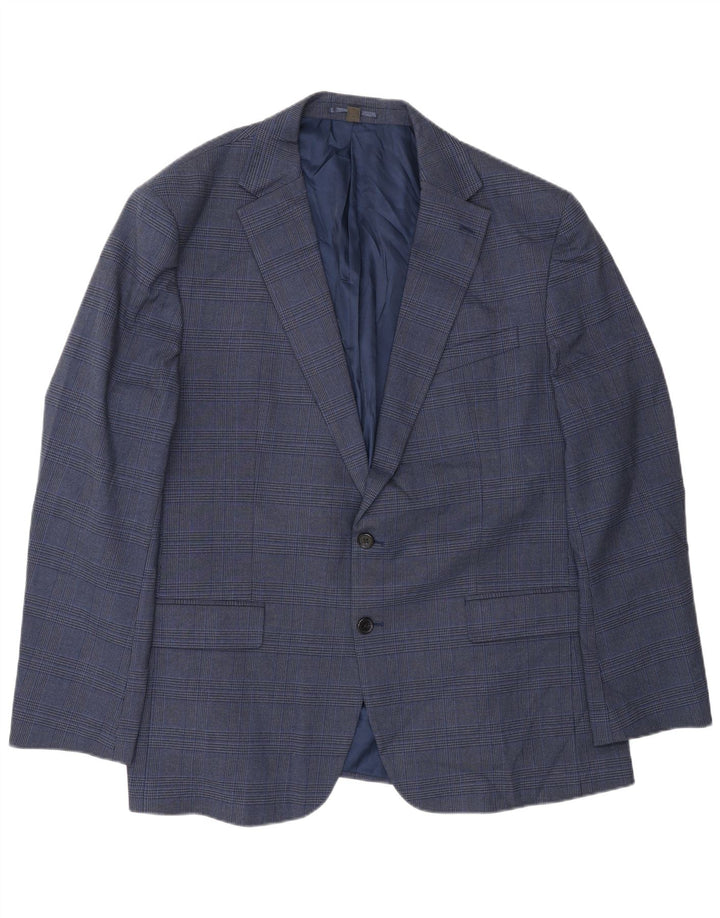 Marks & Spencer Chaqueta tipo blazer de 2 botones para hombre UK 48 2XL Pata de gallo azul