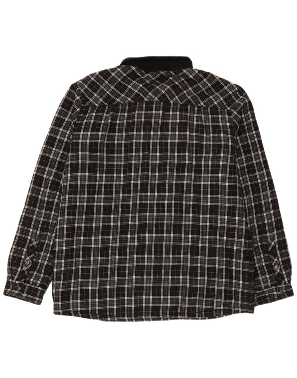 Camisa vintage de franela de leñador para hombre XL Algodón a cuadros negro