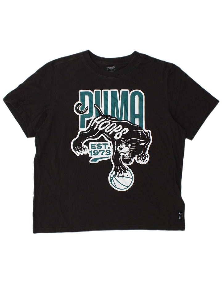 PUMA Camiseta gráfica para hombre Top grande de algodón negro