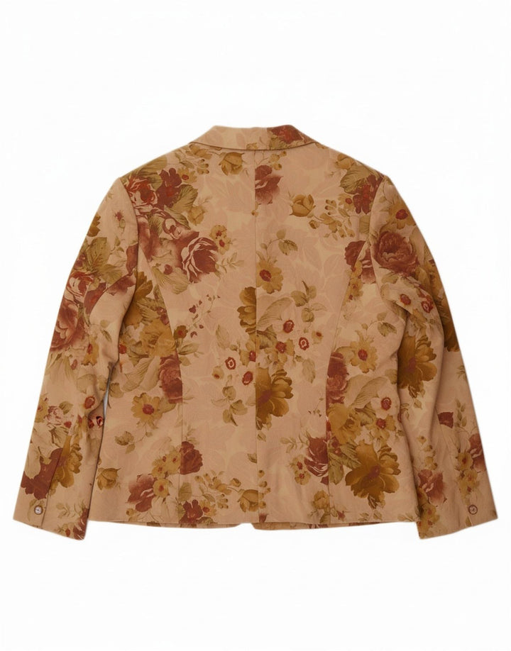 ELLE Chaqueta tipo blazer de 2 botones para mujer UK 20 2XL Algodón floral beige
