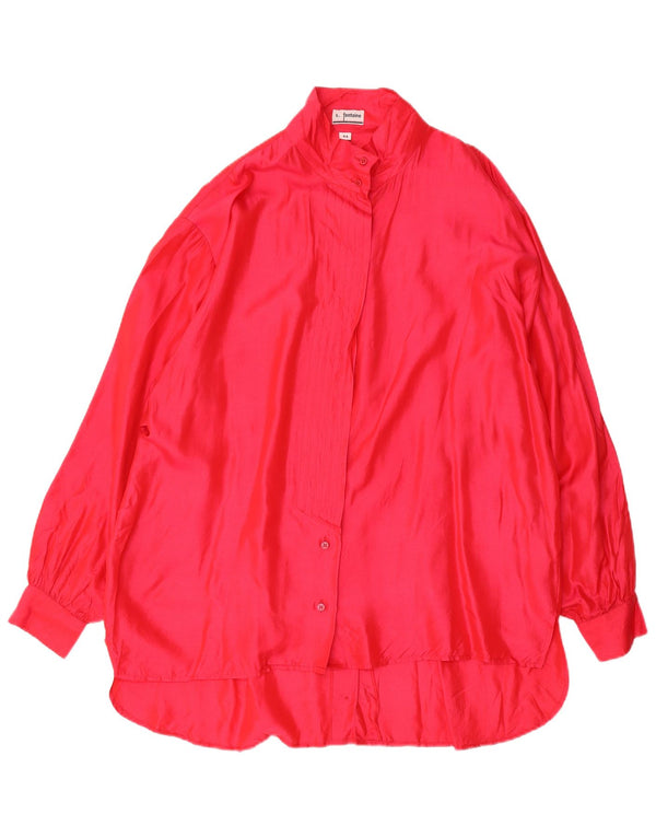 Vintage mujer vestido camisero de gran tamaño EU 44 XL seda rosa