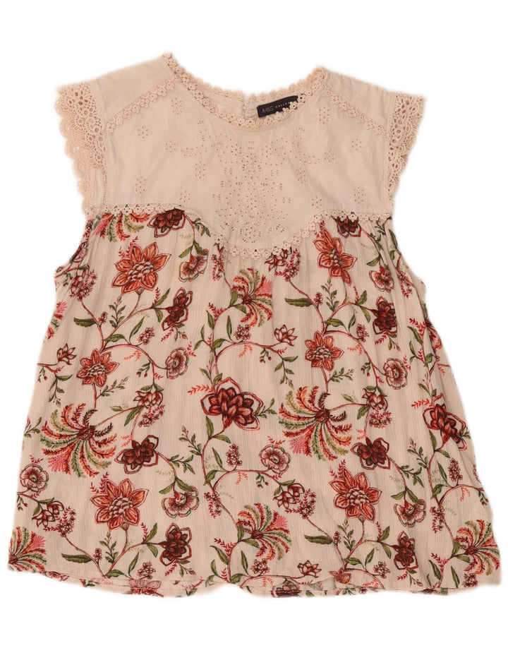 Marks & Spencer Blusa para Mujer Top UK 44 Viscosa Floral Rosa Mediana
