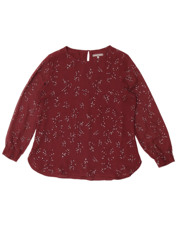 Laura Ashley Blusa para mujer Top UK 46 Grande Poliéster floral burdeos