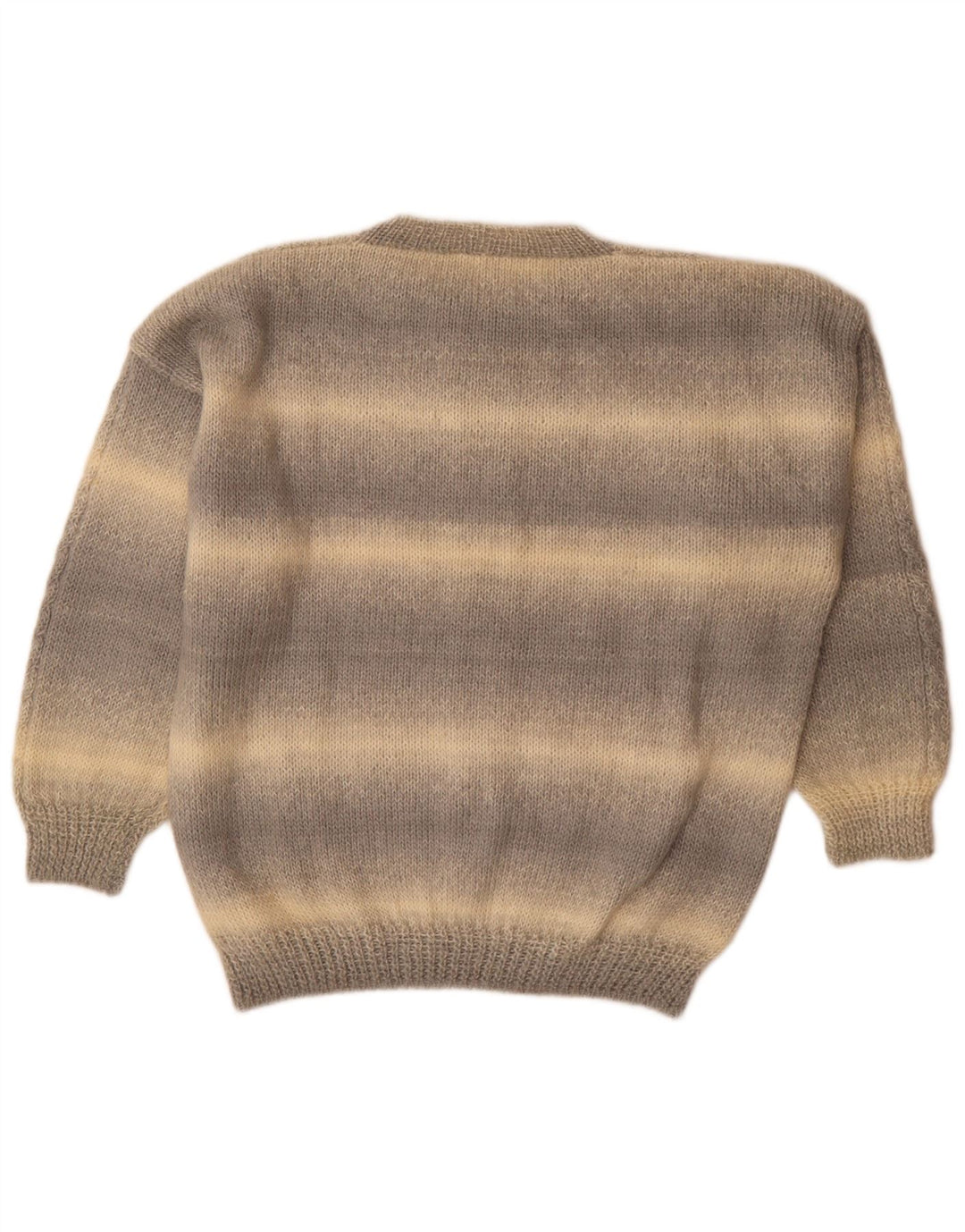 Vintage hombres cuello redondo jersey suéter grande gris rayas
