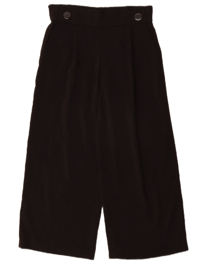 Zara Mujer Pantalones Cortos De Pierna Ancha Pequeños W26 L25 Poliéster Negro
