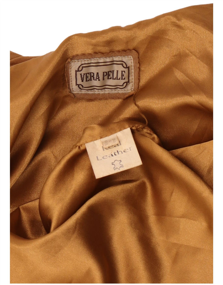 Vintage mujer ante chaqueta Reino Unido 14 cuero beige grande