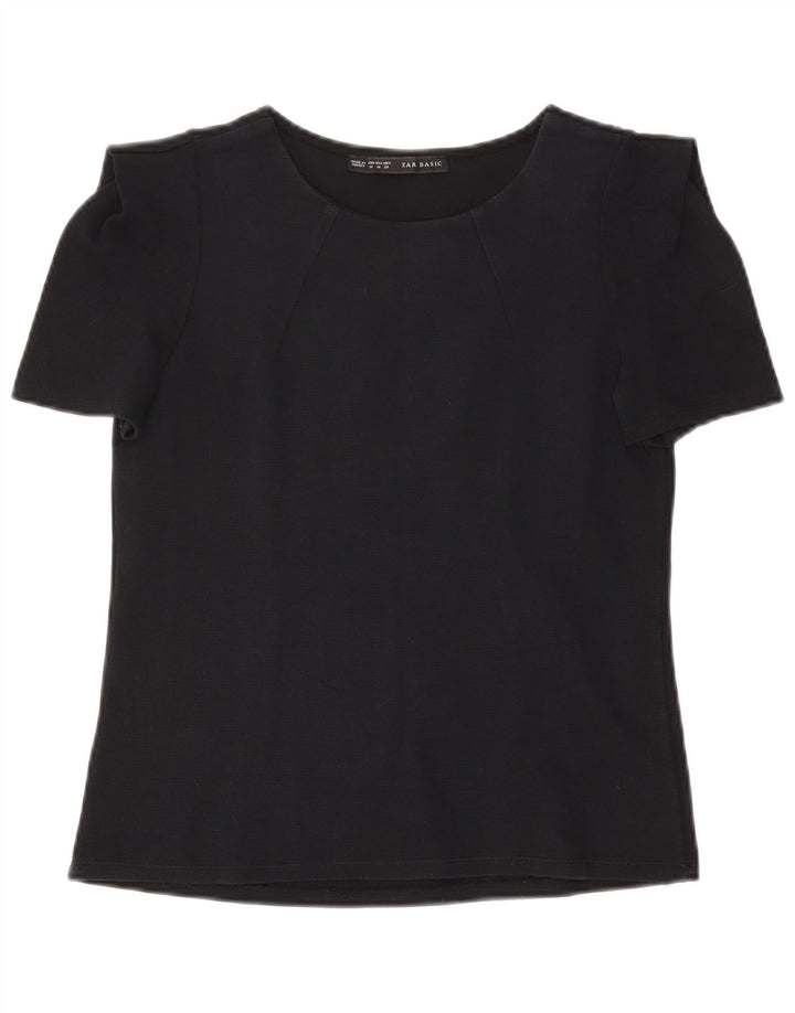 ZARA Mujer Blusa Top UK 40 Medio Azul Marino