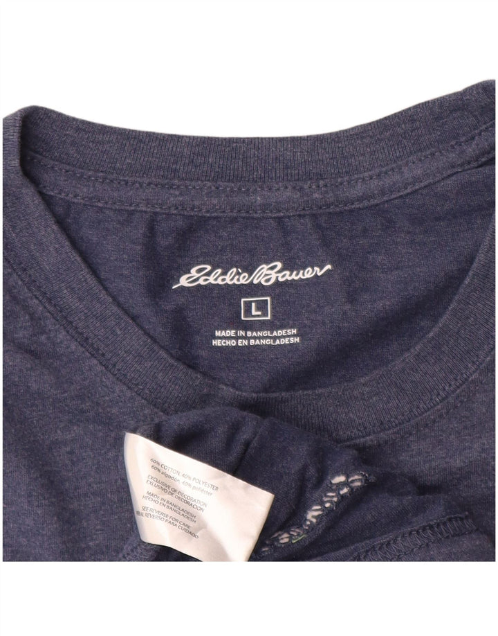 Eddie Bauer Camiseta para hombre de manga larga de algodón azul grande