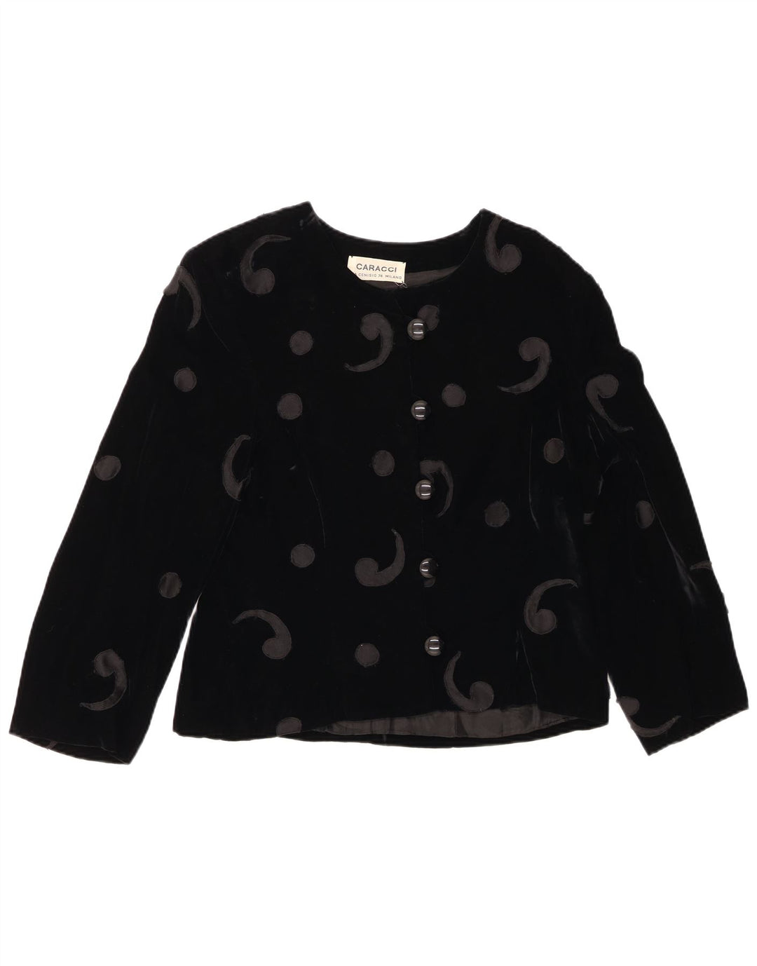 VINTAGE Chaqueta Blazer de Terciopelo de 5 Botones para Mujer Reino Unido 12 Paisley Negro Medio