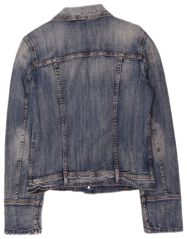 Benetton Chaqueta Vaquera Mujer UK 44 Grande Algodón Azul
