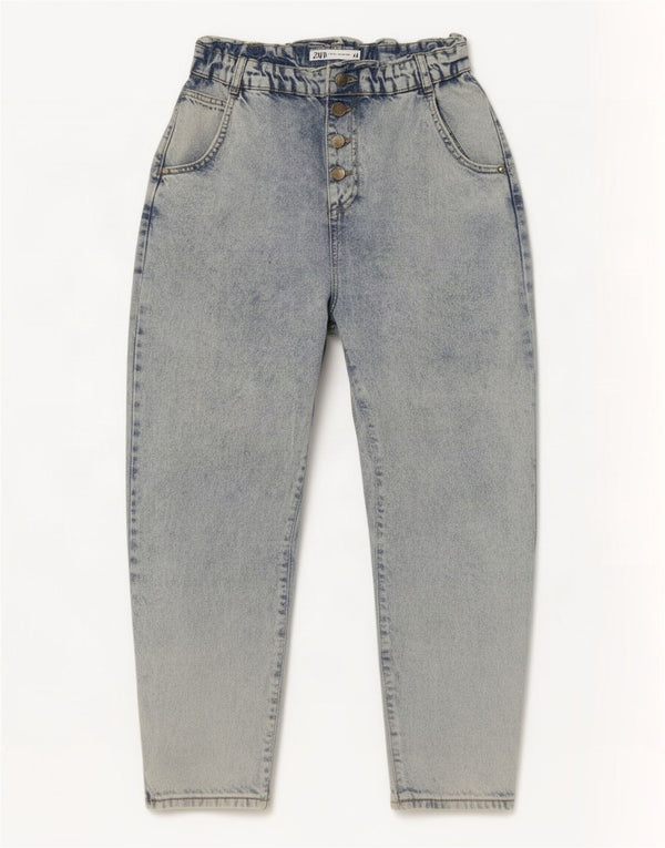Zara Jeans Cónicos De Cintura Alta Para Mujer EU 40 Medium W30 L25 Algodón Azul