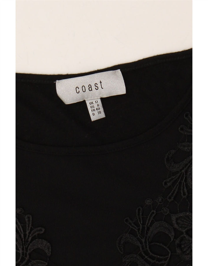 COAST Womens Top Long Sleeve UK 12 Medium  Black Floral Viscose Vintage Coast and Second-Hand Coast from Messina Hembry 