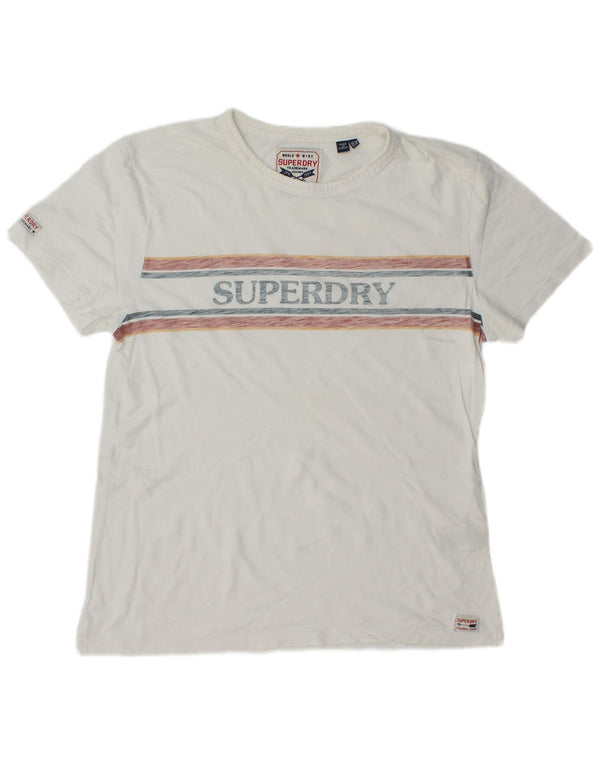 Superdry Camiseta gráfica para mujer Top UK 44 Large White Cotton