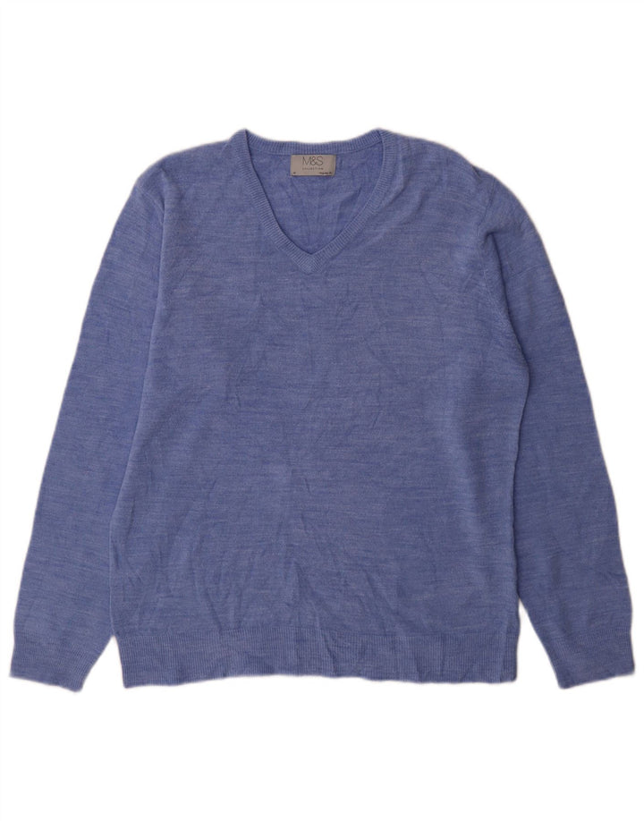 Marks & Spencer Jersey con Cuello en V para Hombre Azul Medio