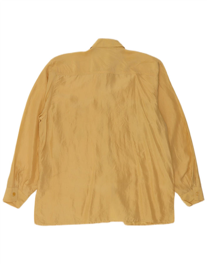 LINEAV Blusa camisera extragrande para mujer EU 40 Seda amarilla mediana