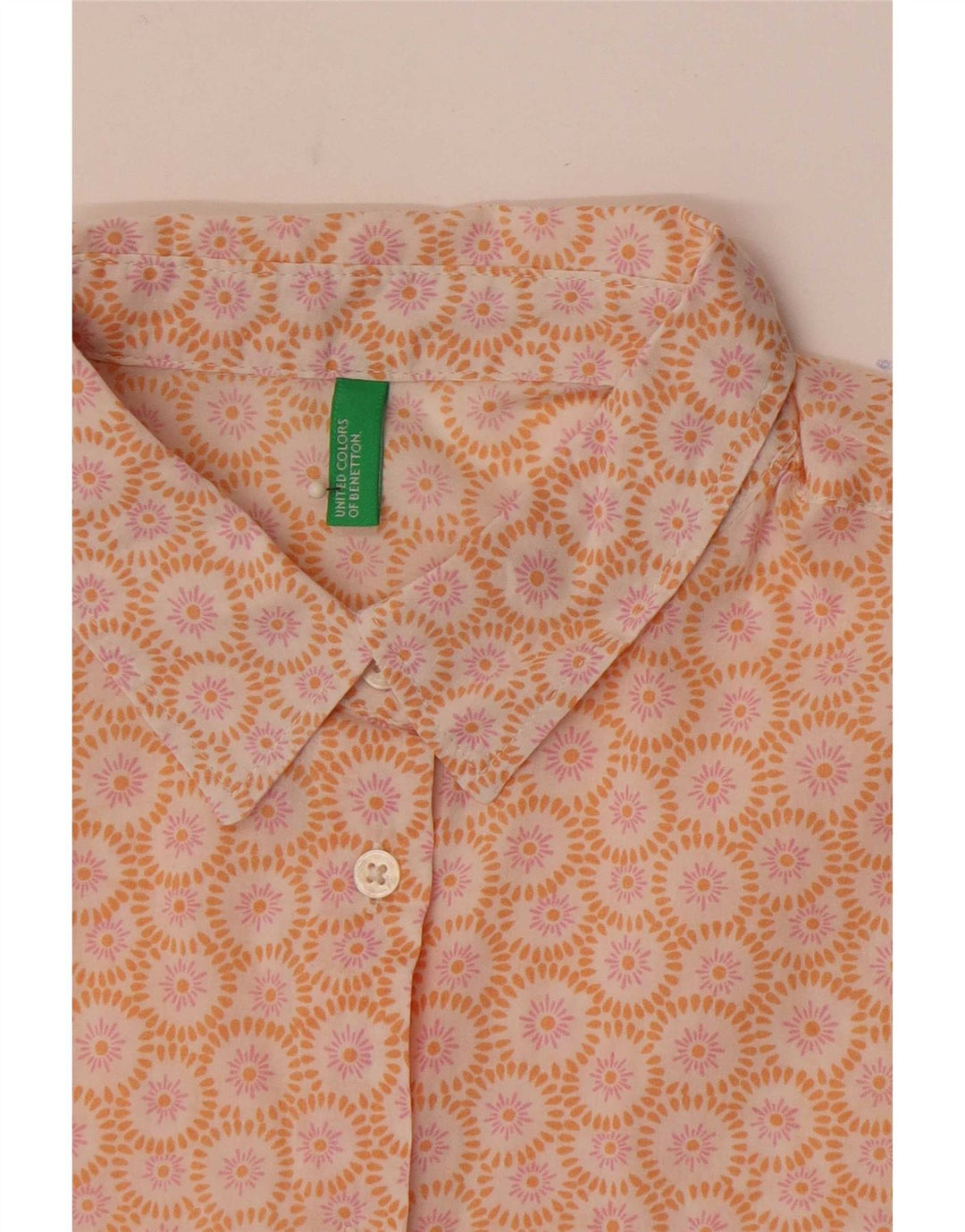 Camisa Benetton Mujer ES 42 Mediana Naranja Floral