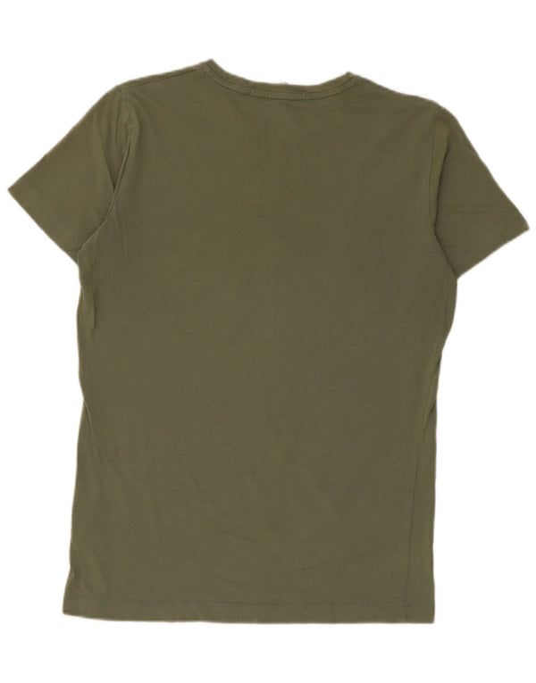 Calvin Klein Jeans Camiseta gráfica para mujer Top UK 10 Small Khaki Cotton