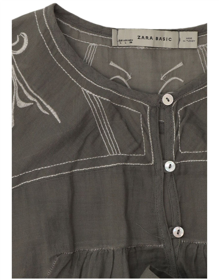 Zara Mujer Túnica Top UK 46 Grande Gris