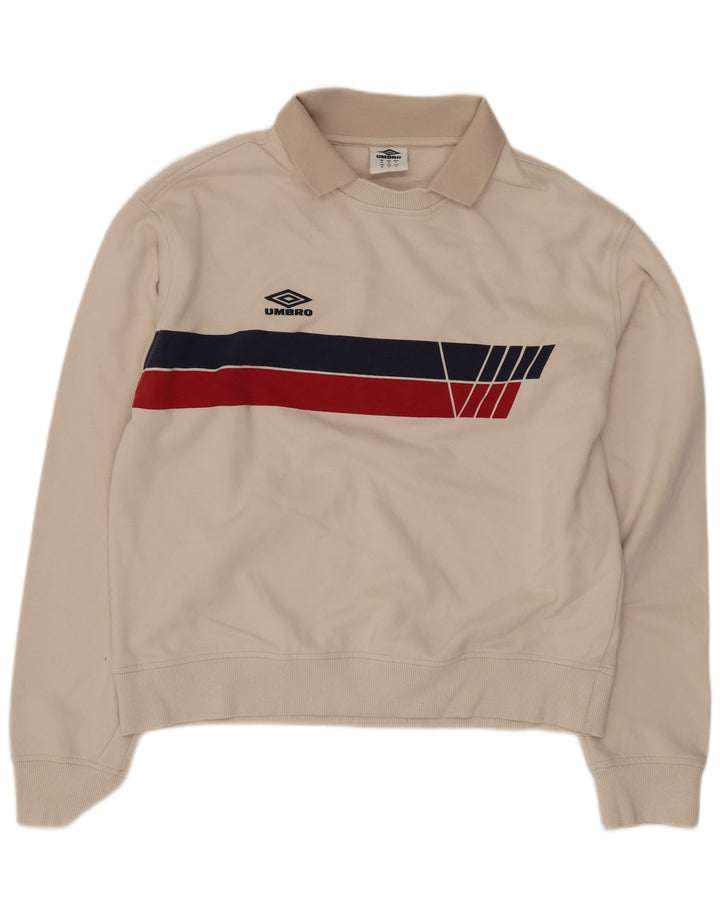 Umbro Sudadera con cuello tipo polo de algodón color block en beige medio