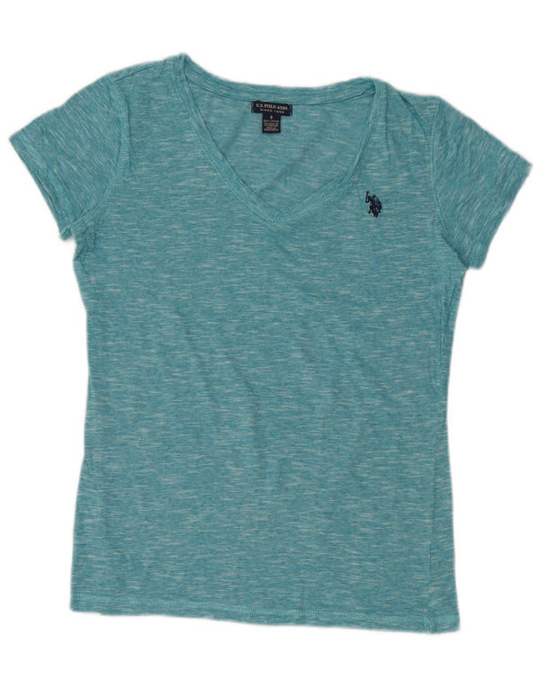 Asociación de Polo de EE. UU. Camiseta para mujer Top UK 10 Small Turquesa Algodón moteado