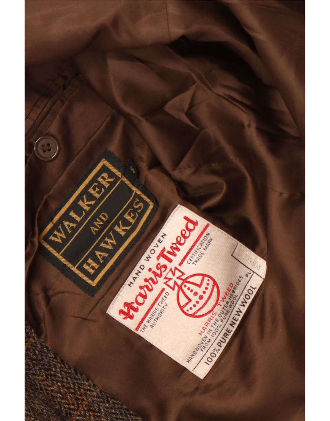 Walker and Hawkes Harris Tweed Blazer Chaqueta para Hombre IT 46 3XL Marrón