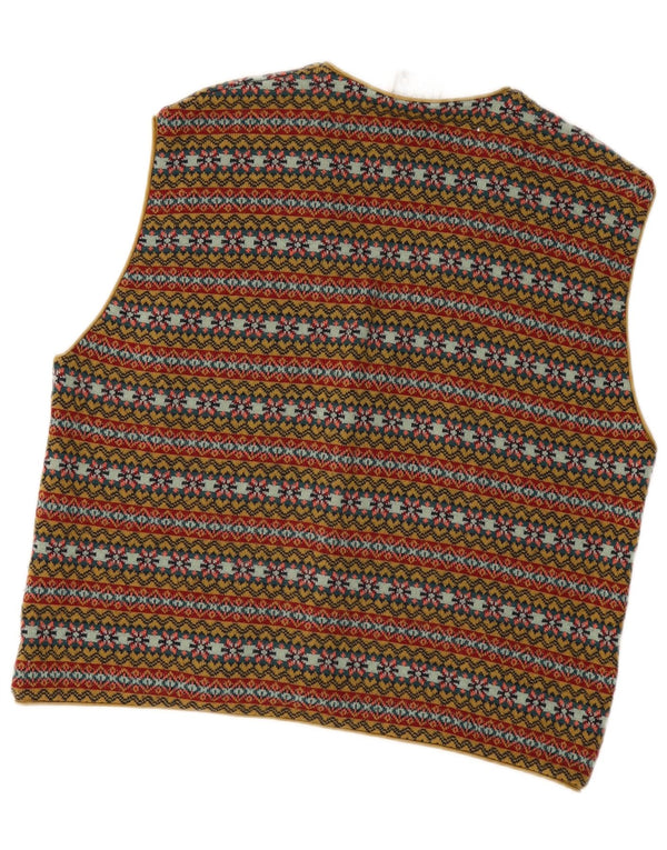 Vintage hombres sin mangas Cardigan suéter medio multicolor Fair Isle