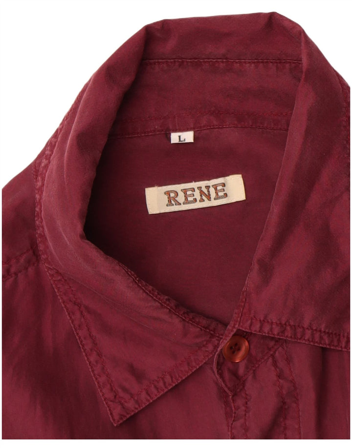 Camisa Rene Hombre Grande Seda Borgoña
