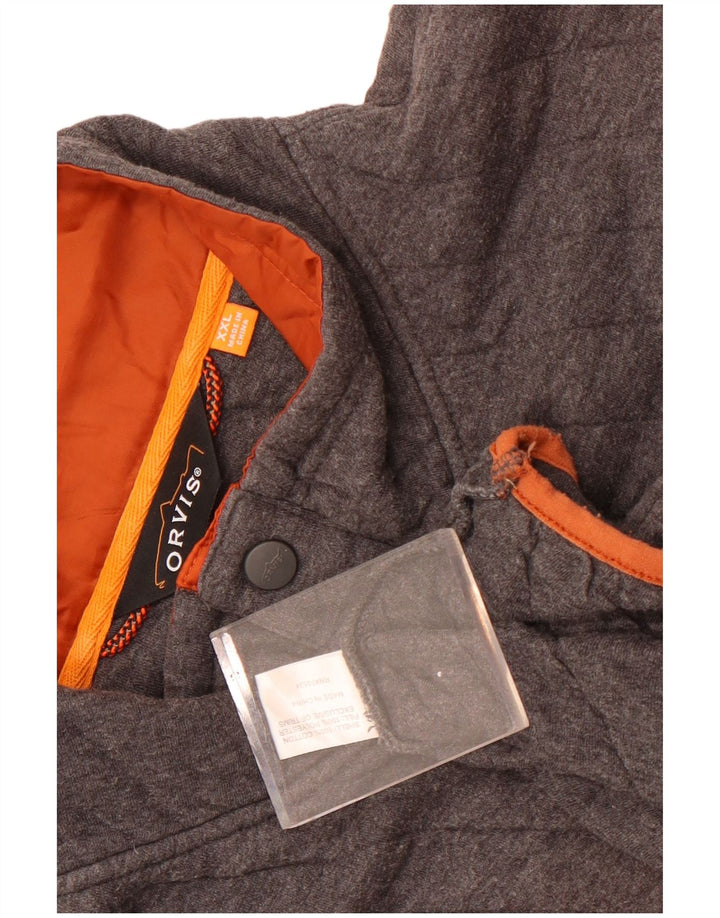 Orvis - Sudadera con cuello y botones para hombre, talla 2XL, algodón gris