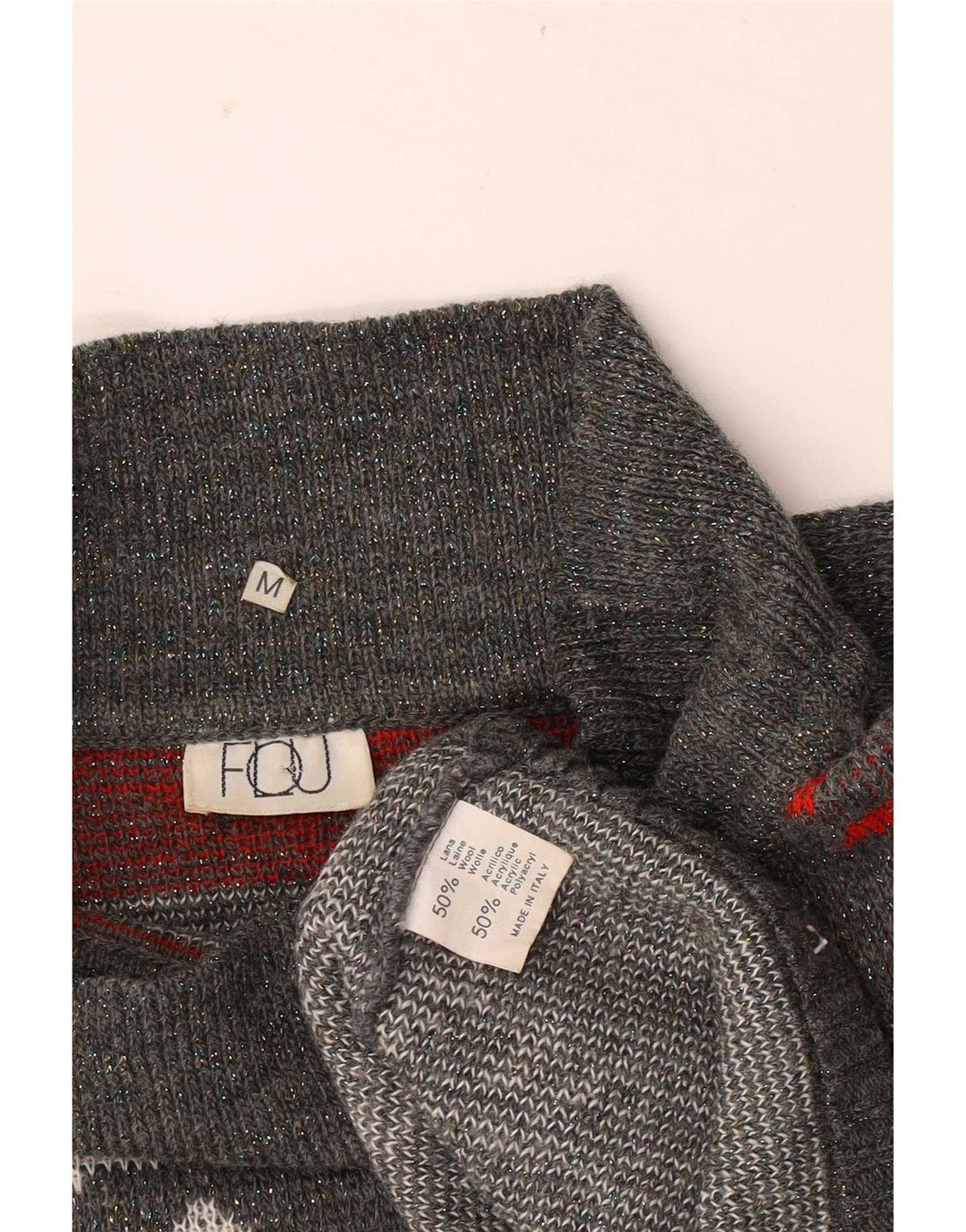 Flou Suéter tipo jersey con cuello alto para mujer UK 40 Gris medio Geométrico