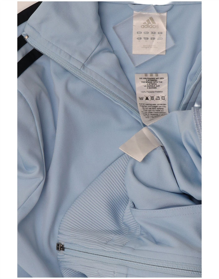Adidas Mujer Chándal Top Chaqueta UK 12 Medio Azul Poliéster