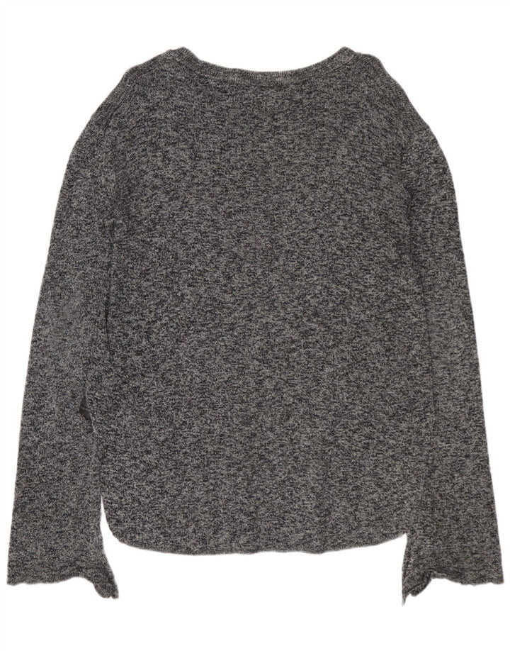 ZARA Suéter tipo jersey con cuello barco para mujer UK 46 Grande Algodón moteado gris