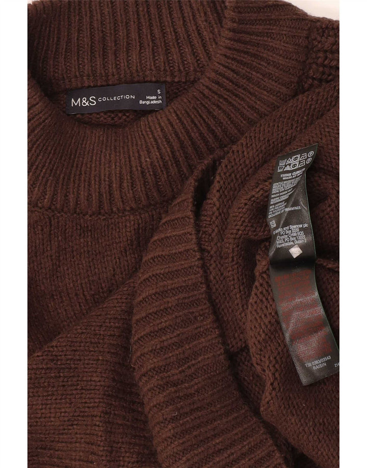 Marks & Spencer Suéter con Cuello Alto para Mujer UK 10 Pequeño Acrílico Marrón