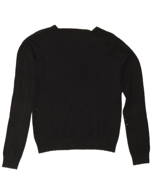 Zara - Jersey con cuello en V para mujer, talla 40, talla mediana, algodón negro