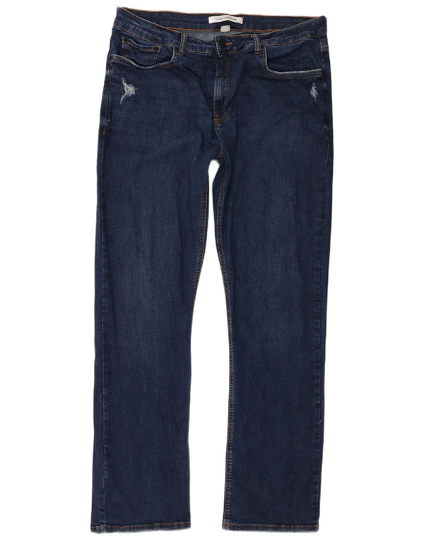 Calvin Klein Jeans rectos desgastados para hombre IT 48 Medium W38 L33 Azul marino