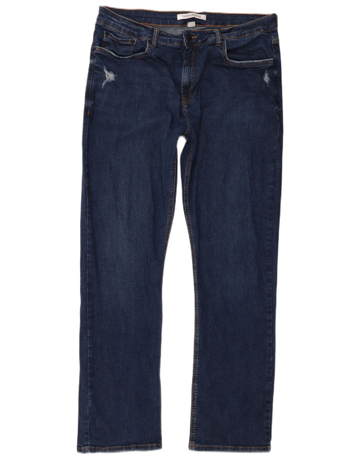 Calvin Klein Jeans rectos desgastados para hombre IT 48 Medium W38 L33 Azul marino
