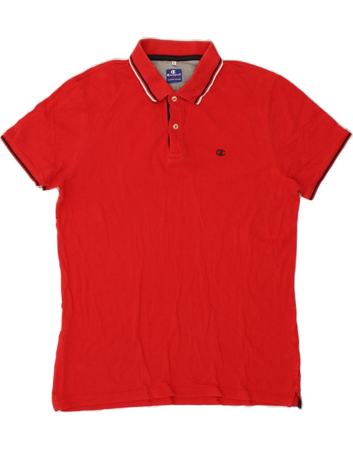 CHAMPION Mens Polo Shirt Large Red Cotton Vintage Champion and Second-Hand Champion from Messina Hembry 