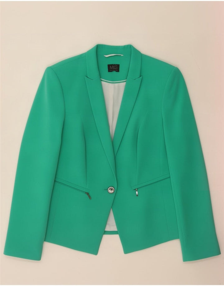 Marks & Spencer Chaqueta tipo blazer con 1 botón para mujer, talla 40, color verde medio
