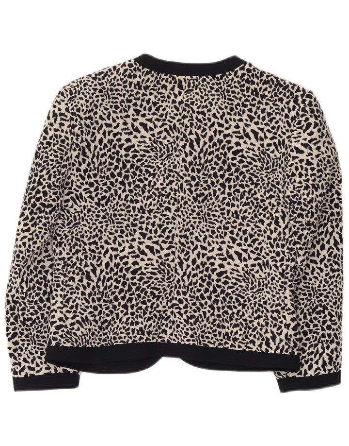 Vintage mujer manga 3/4 chaqueta blazer IT 44 medio negro animal print