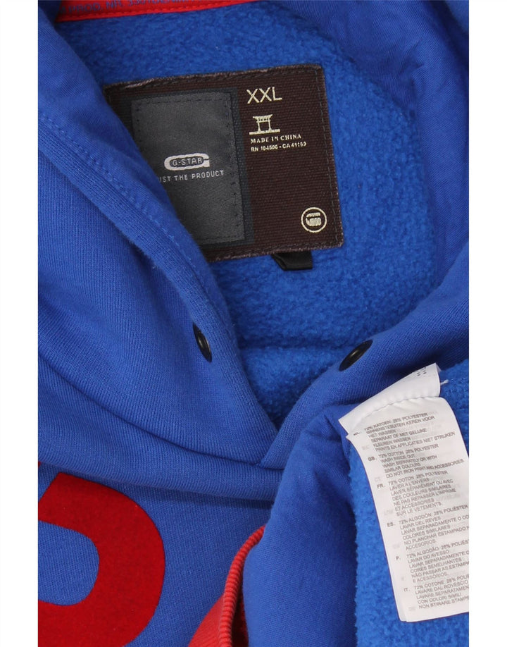 G-STAR Jersey con capucha gráfica para hombre 2XL Algodón con bloques de color azul