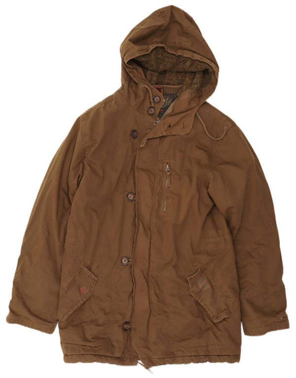 Tommy Hilfiger Chaqueta Parka con Capucha para Hombre Reino Unido 38 Mediana Marrón Algodón