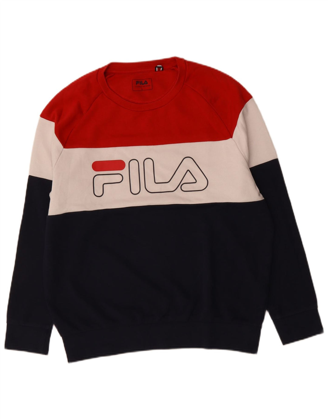FILA Hombre Sudadera Estampada Jersey Grande Multicolor Colorblock Algodón