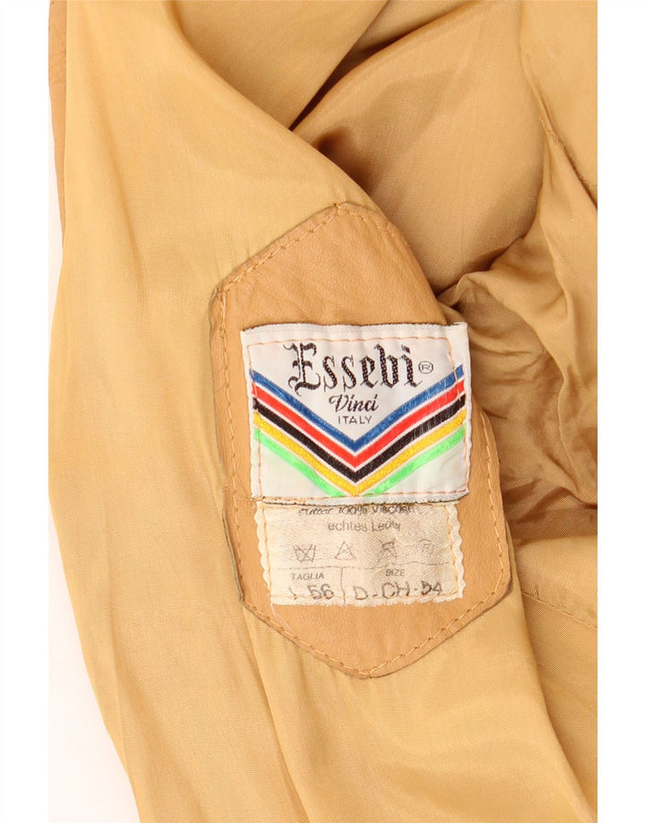 Essebi Chaqueta Bomber de Cuero para Hombre IT 56 3XL Cuero Beige