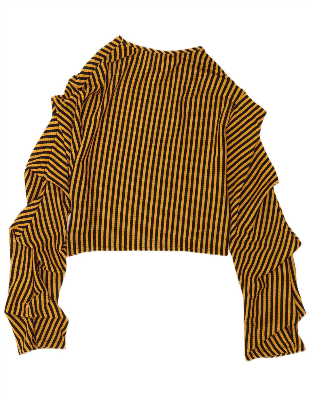 Zara Mujer Crop Blusa Top UK 10 Small Amarillo Rayas