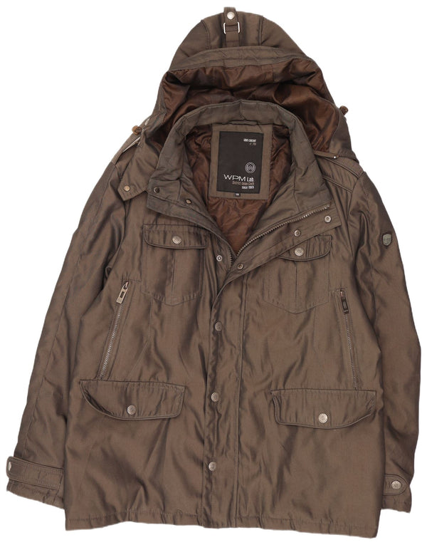 WPM Chaqueta Parka con Capucha para Hombre UK 44 2XL Marrón Poliéster