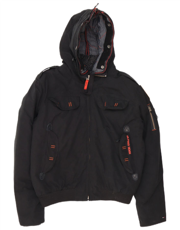 Tommy Hilfiger Chaqueta bomber con capucha Denizen para hombre UK 42 XL Poliéster negro