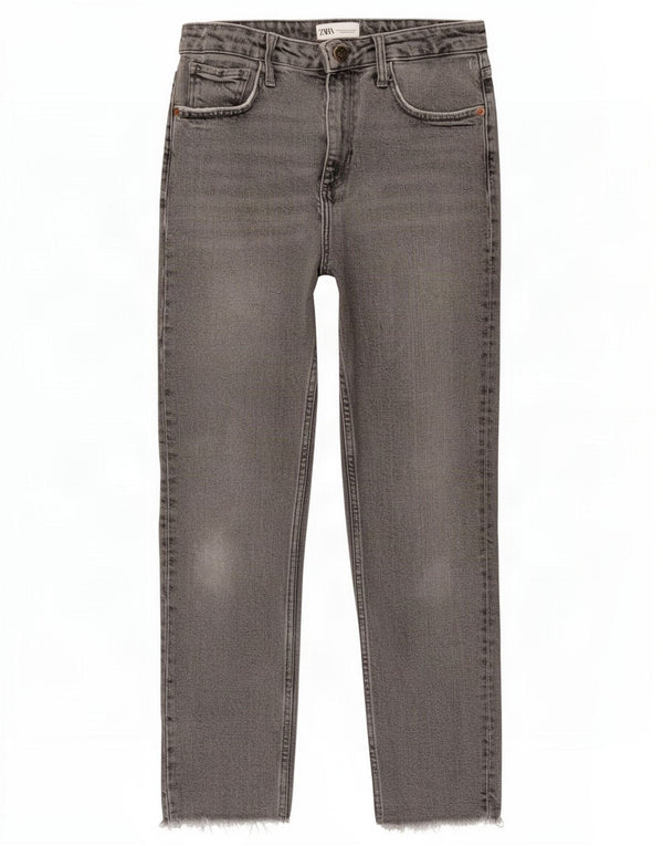 Zara Jeans Rectos Para Mujer EU 38 Small W28 L27 Gris