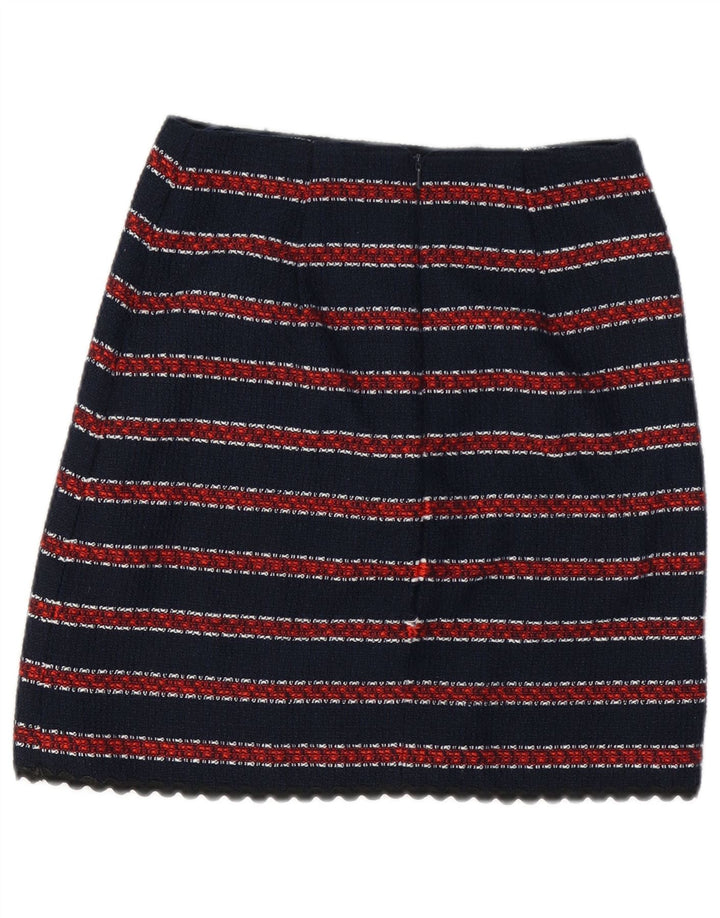 WAREHOUSE Minifalda para mujer UK 8 Small W26 Poliéster a rayas azul marino