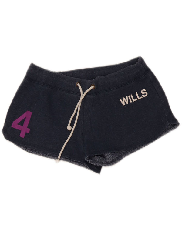 Jack Wills Pantalones cortos deportivos gráficos para mujer UK 10 Small Azul marino Algodón