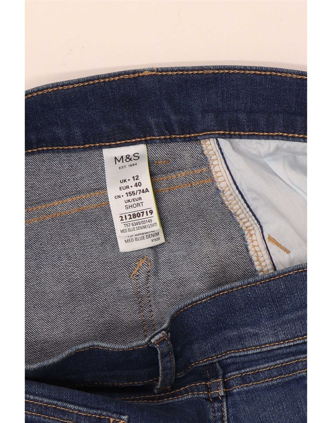 Marks & Spencer Jeans Slim Bootcut para Mujer UK 12 Medium W30 L28 Algodón Azul