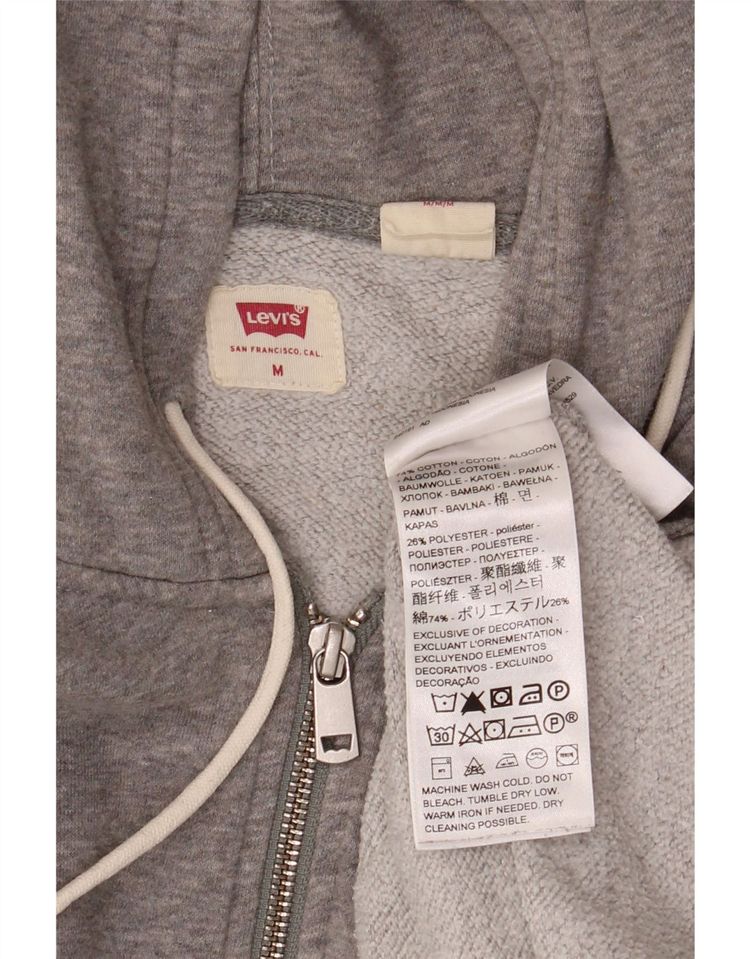Levi's Sudadera con capucha y cremallera para hombre de algodón moteado en gris medio